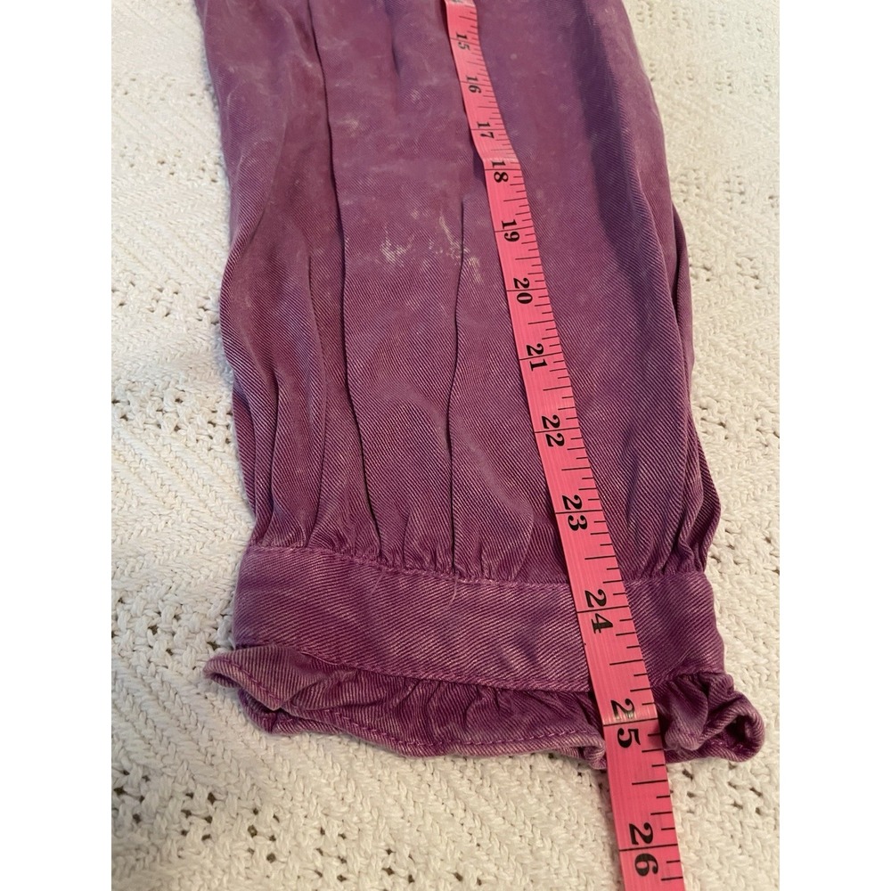 New Jodifl purple peasant tunic blouse women's sz Small ruffle shoulder cottage - Picture 10 of 11